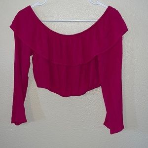 Enough about me small off shoulder crop top